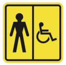 Пиктограмма тактильная СП5 Туалет мужской для инвалидов на основе ПВХ 3мм 100х100мм