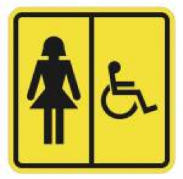 Пиктограмма тактильная СП6 Туалет женский для инвалидов на основе ПВХ 3мм 100х100мм