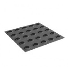 Плитка тактильная, со сменными рифами (преодолимое препятствие, поле внимания, конусы линейные), 300х300х6, PU/PL, серый/черный