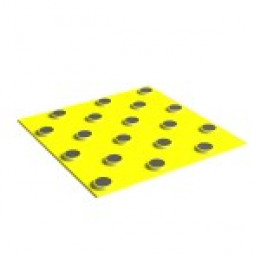Плитка тактильная контрастная, со сменными рифами (непреодолимое препятствие, конусы шахматные), 300х300х6, PU/PL, желтый/черный