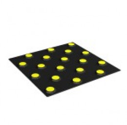 Плитка тактильная контрастная, со сменными рифами (непреодолимое препятствие, конусы шахматные), 300х300х6, PU/PL, черный/желтый