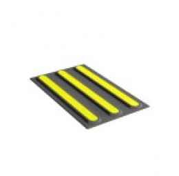 Плитка тактильная контрастная, со сменными рифами (направление движения, зона получения услуг), 180х300х6, PU/PL, серый/желтый