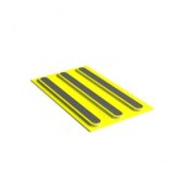 Плитка тактильная контрастная, со сменными рифами (направление движения, зона получения услуг), 180х300х6, PU/PL, желтый/черный